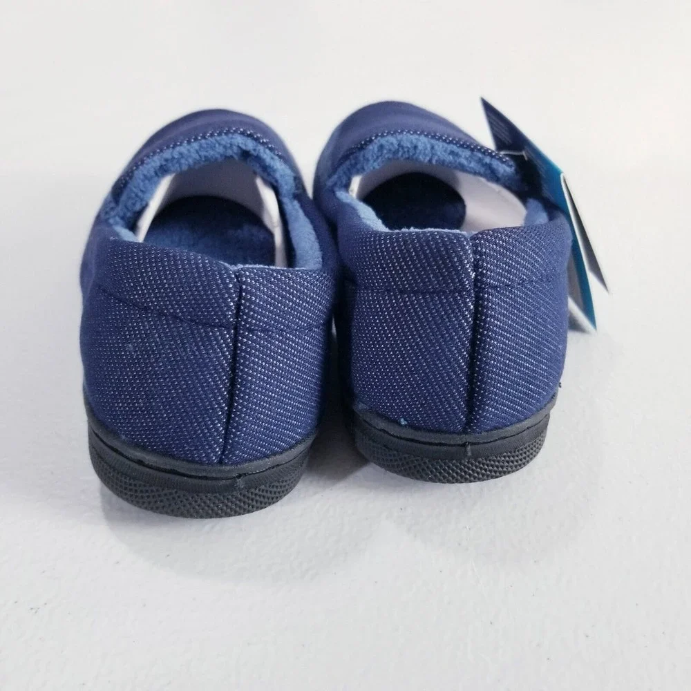 Isotoner Kids Chandler Moccasin Slippers Size 9-10 Navy Blue NEW Boys